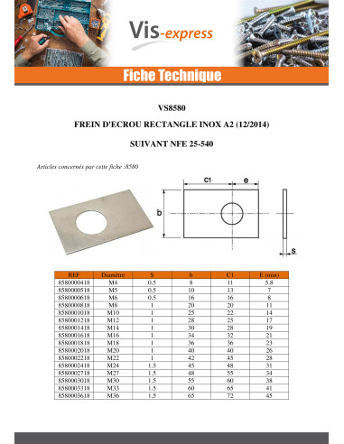 1 x Lock D Nut rectangular Of Diameter M5...