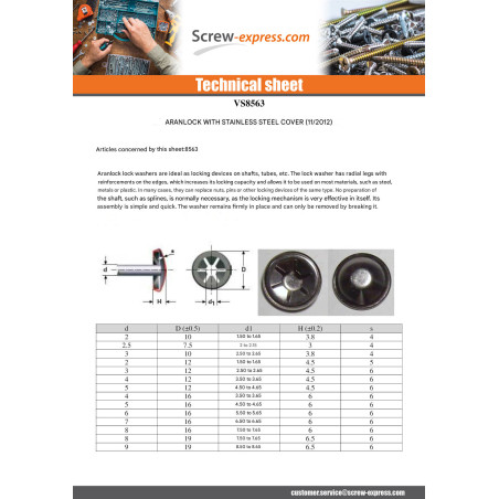 1 x Covered Ring Aran Lock 4 cap of 12 Stainless Steel A2