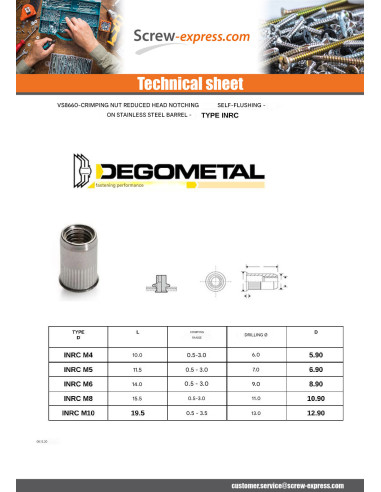 1 x Nut BLIND Stainless Steel M6X14 INRC