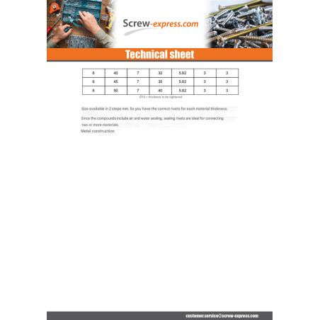 1 x Solid Rivet Countersunk Head Stainless Steel A2 5X12