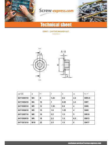1 x Comby-nuts with conical washer 18 M8...
