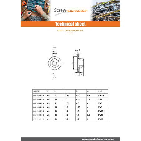 1 x Comby-nuts with conical washer 18 M8 Stainless Steel A2