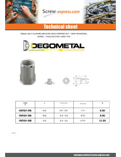 Nut Reduced Head SEMI Hexagonal M6X15.5 INRSH IN 2