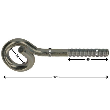 1 x Gym hook Thread Machine Stainless Steel A2 10X120