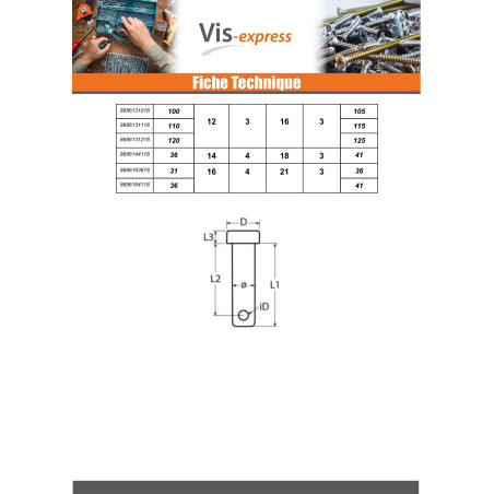 1 x Pin Flat Head 10X44 With Hole 3 Stainless Steel A4