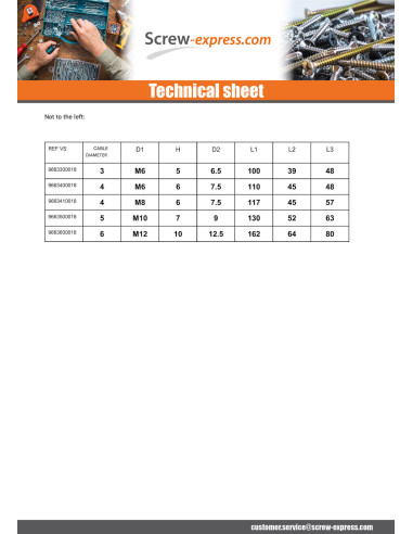 1 x Inside Right Thread Pitch Right Stainless...
