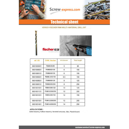 1 x Fischer Drill MULTIMATERIALS 8/80/120