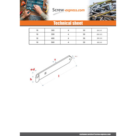 1 x Pointed strap hinge for swing shutters 16X600 ZN