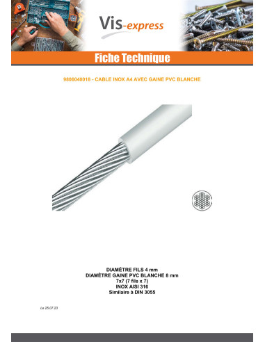 1 x Meter of Wire Rope Diameter 4 Stainless...