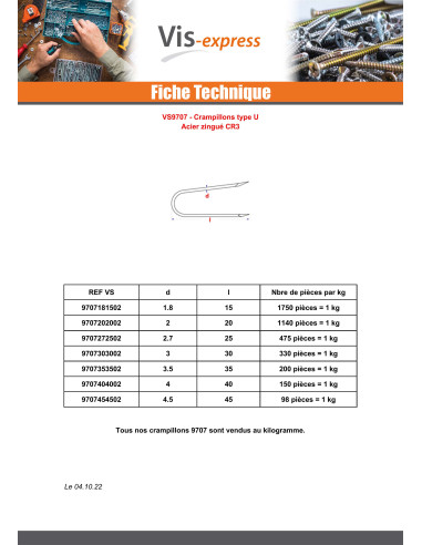 1 x Kilogram Staple Zinc Plated 2.7X25