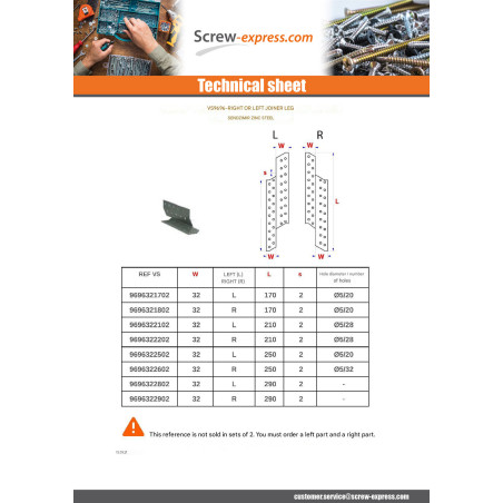 1 x Lug Of JOISTING Right Sendzimir 32X210