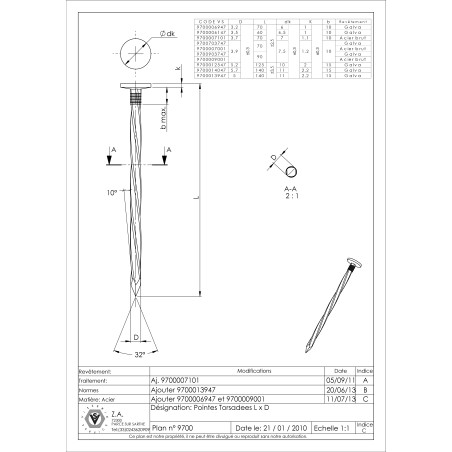 1 x Kg of nails Twisted Steel 3.7X60