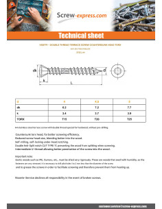 Decking Screw Double Thread Countersunk Head T15 4X40... 2