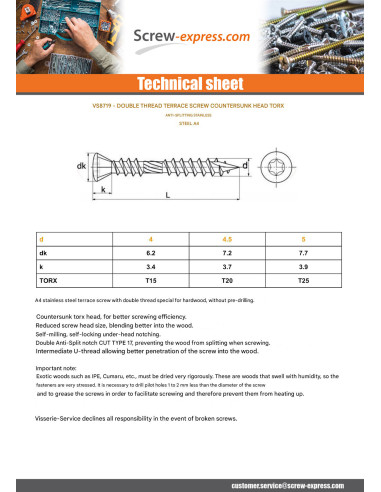 1 x Decking Screw Double Thread Countersunk...