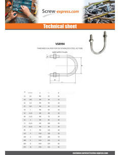U-Bolt Stainless Steel A2 Round bottom to For tube 89... 2