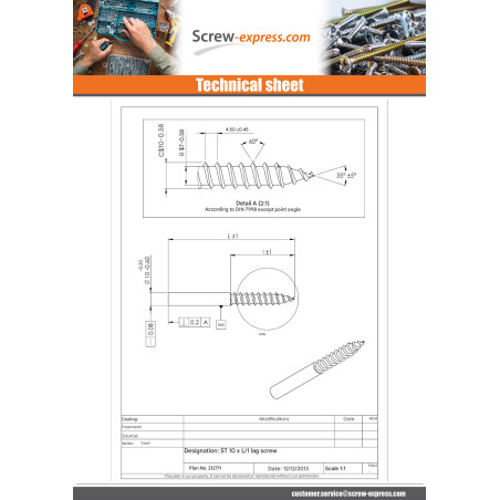 1 x Coach Screw Set Screw 10X130 Thread Length: 50 Steel