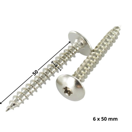 1 x Screw Truss 6X50 Partial Thread T30 Nickel Plated