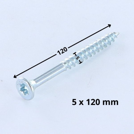 1 x Chipboard Screw Countersunk Head T25 5X120 Thread Length: 70 Zinc Plated