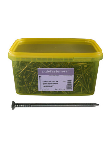 Bucket of 5 Kilogram Of Nails Flat Head Steel 3X65