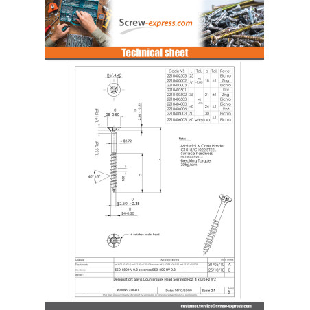 1 x Chipboard Screw Countersunk Head Pozi 4X30 Thread Length: 18 With Serration Zinc Plated