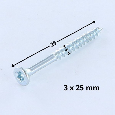 1 x Chipboard Screw Countersunk Head T10 3X25 Zinc Plated micro screw
