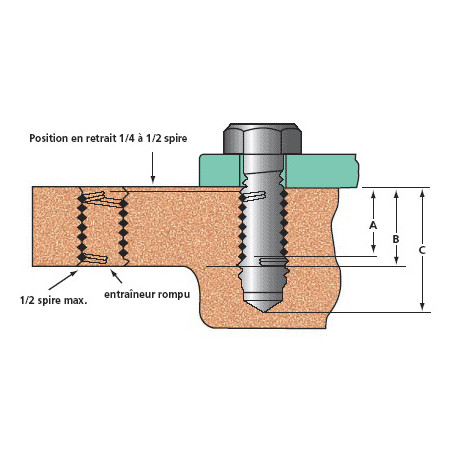 1 x Wire Threaded Inserts M22X44 Pitch 250 Stainless Steel