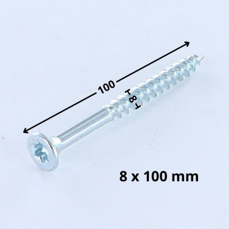 1 x Chipboard Screw Countersunk Head T40 8X100 Thread Length: 60 Zinc Plated