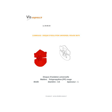 1 x DISK D INSULATION UNIVERSAL Red 65/75