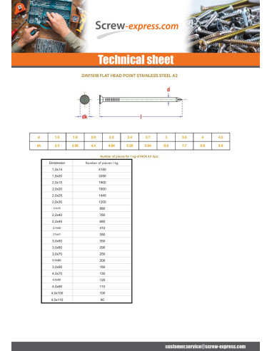 1 x Kg of nails Stainless Steel A2 Flat Head...
