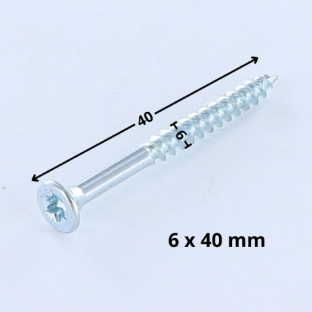 1 x Chipboard Screw Countersunk Head T25 6X40 Zinc Plated