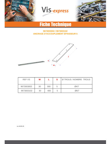 1 x Anchor COUPLING 30X300 Thickness 2