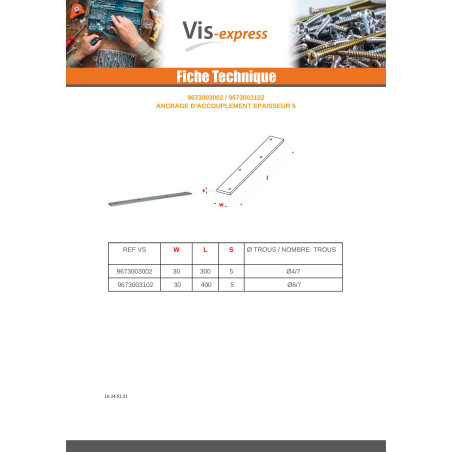 1 x Anchor COUPLING 30X300 Thickness 2