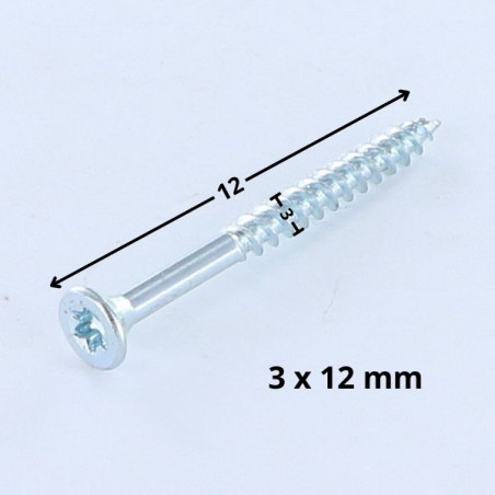 1 x Chipboard Screw Countersunk Head T10 3X12 Zinc Plated micro screw