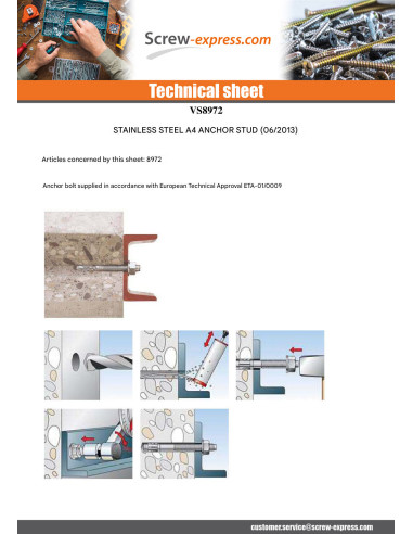 1 x Stud Anchor 12X145 Stainless Steel A4