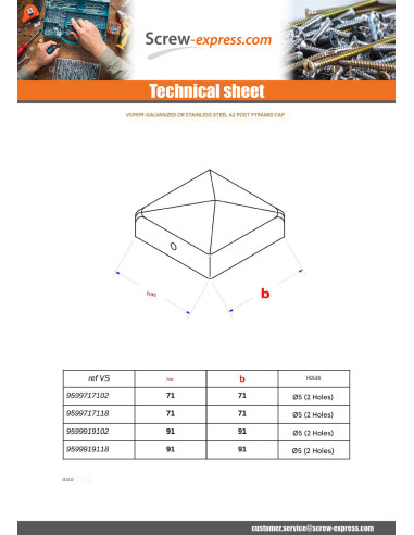 1 x Post cap 91X91 GALVANIZED