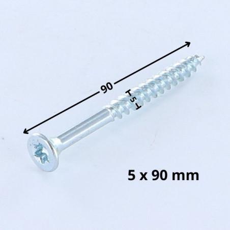 1 x Savis Chipsboard Screw Countersunk Head T25 5X90 Thread Length: 54 Zinc Plated