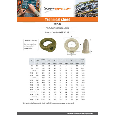 1 x Eye Nut Female M16 Zinc Plated