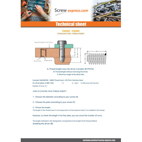 1 x Wire Threaded Inserts M18X18 Fine Thread Pitch 150 Stainless Steel