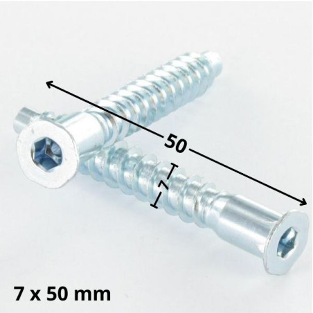 1 x Self Drilling Screw Confirmat Countersunk Head Hexagon Recess 7X50 Sheet Metal Thread With Serration Zinc Plated