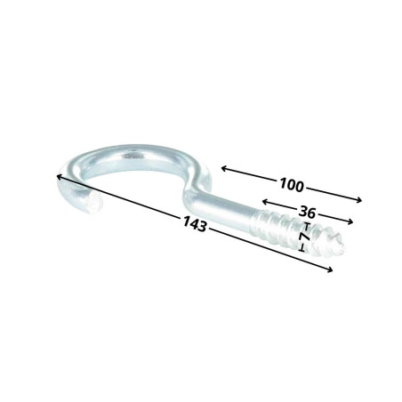 1 x Hook WOOD/CUPBOARD 7X100 Thread Length: 36 LT143 Stainless Steel A2