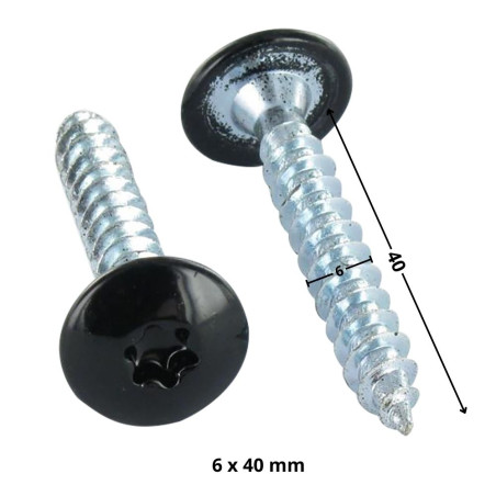 1 x Screw Truss 6X40 Partial Thread T30 Zinc Plated Painted Black 9005