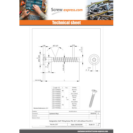 1 x Self Drilling Screw Confirmat Large Round Head Hexagon Recess 7X50 Zinc Plated