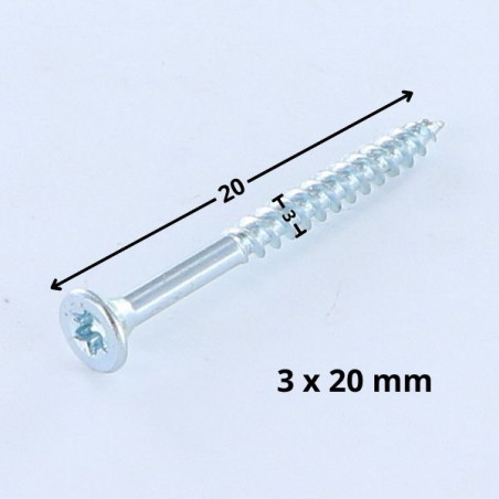 1 x Chipboard Screw Countersunk Head T10 3X20 Zinc Plated micro screw