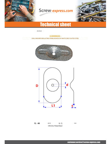 1 x Washer OVAL fixation INSULATING 82X405.5X1...