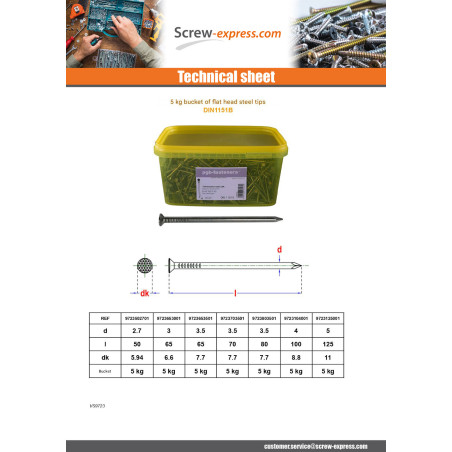 Bucket of 5 Kilogram Of Nails Flat Head Steel 3.5X80