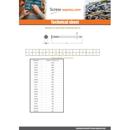 1 x Kg of nails Stainless Steel A2 Flat Head 2.0X25