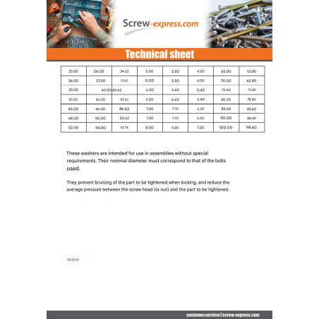 1 x Washer Flat M33X65X5 M Stainless Steel A4