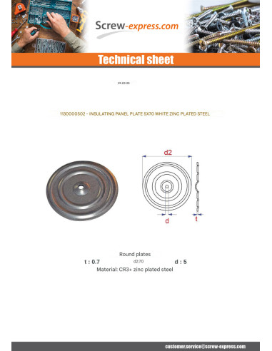 1 x BROCHURE SIGN INSULATING 5X70 Zinc Plated