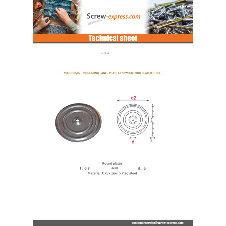 1 x PLATE SIGN INSULATING 5X70 Zinc Plated