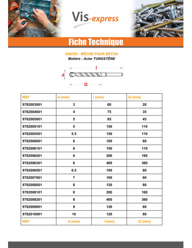 1 x Concrete drill bit 10X200